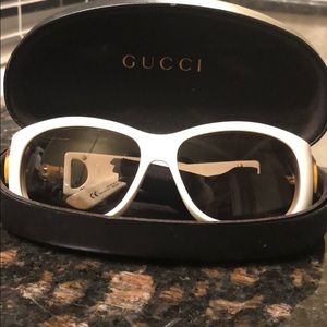 GUCCI white/bamboo sunglasses